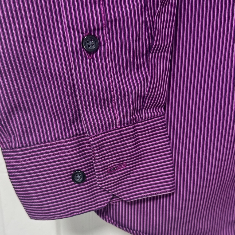 Alfani Men's Purple Pinstripe Dress Shirt A-2 - Picture 3 of 6